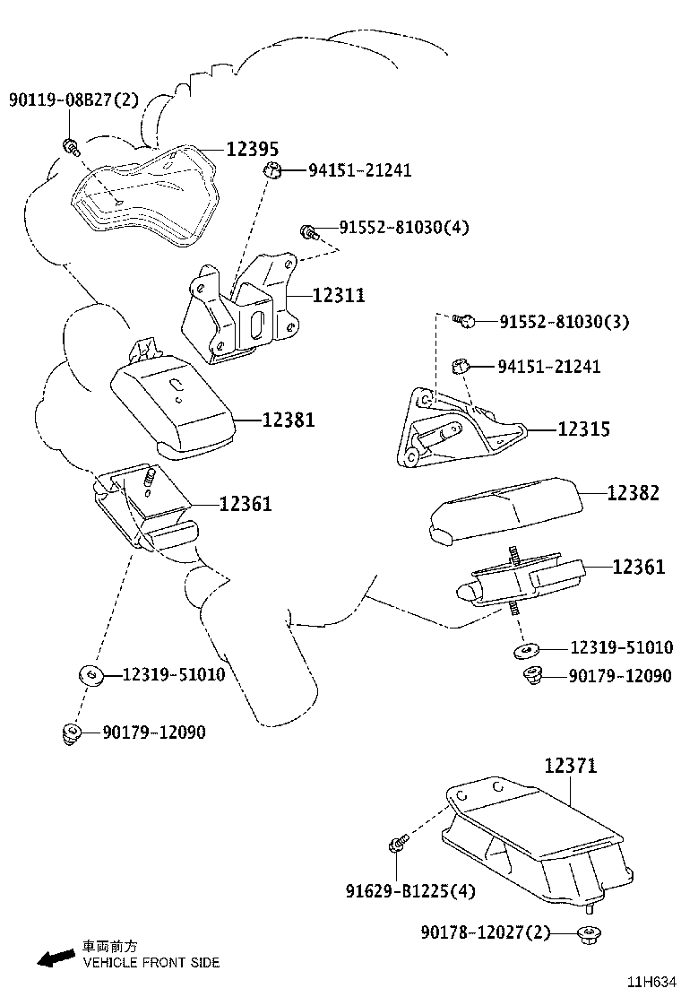 12315-51020 BRACKET, ENGINE MOUNTING, RH(FOR TRANSVERSE ENGINE) product image