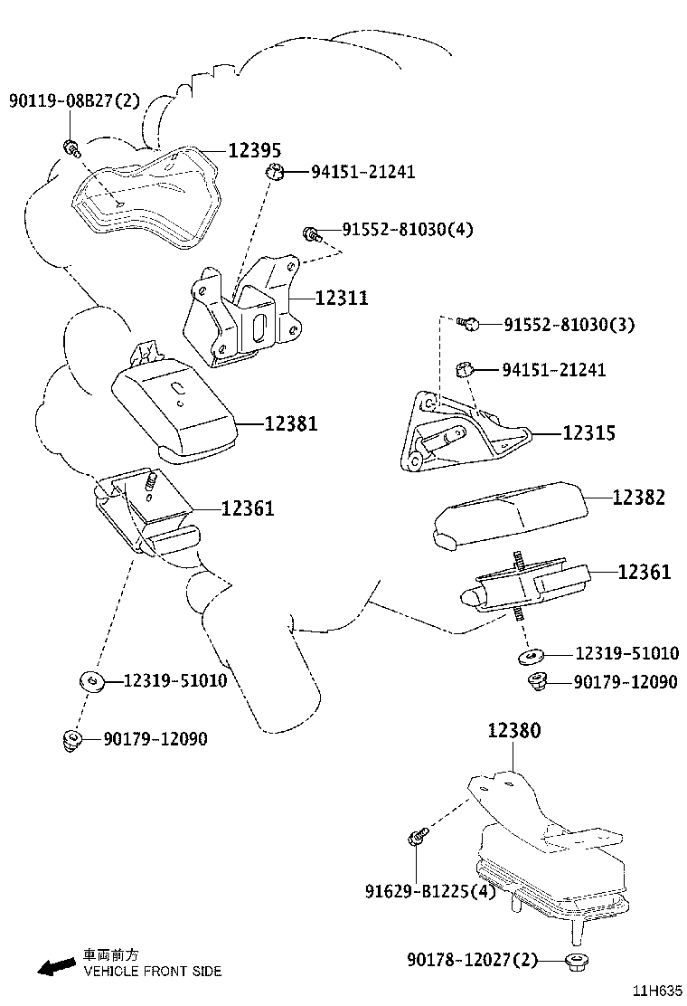 12315-51020 BRACKET, ENGINE MOUNTING, RH(FOR TRANSVERSE ENGINE) product image