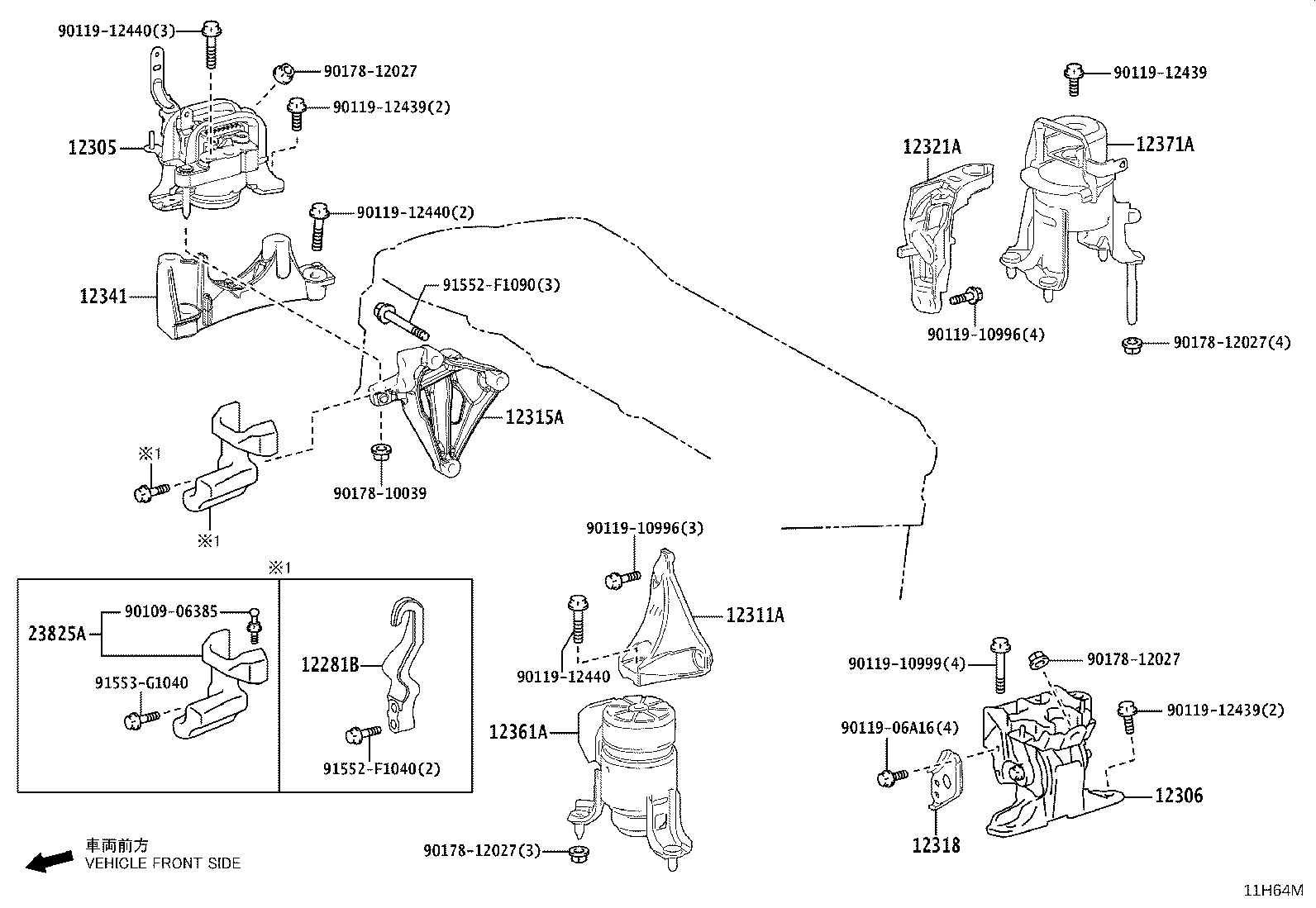 12306-25120 INSULATOR SUB-ASSY, ENGINE MOUNTING, LH product image