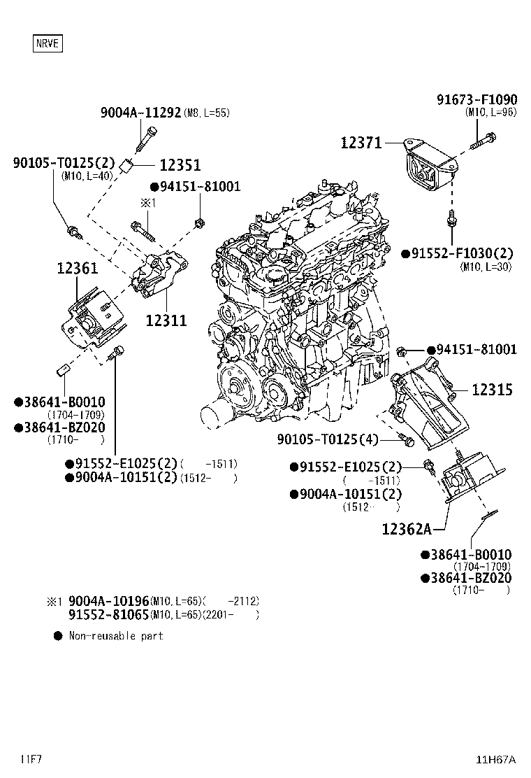 12311-BZ120 BRACKET, ENGINE MOUNTING, FRONT NO.1 RH product image