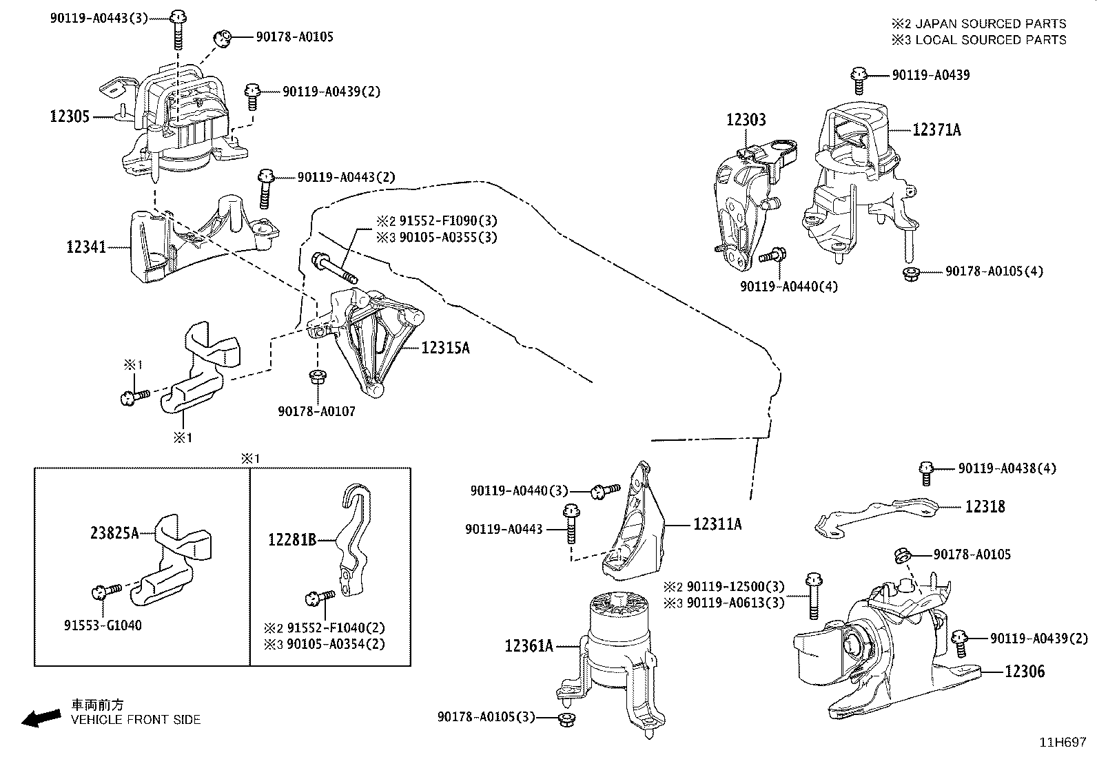 12303-F0180 BRACKET SUB-ASSY, ENGINE MOUNTING, REAR product image