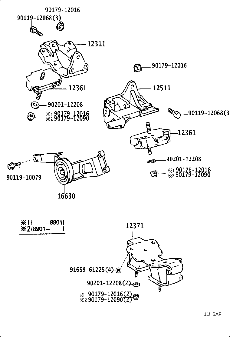12511-61060 BRACKET, ALTERNATOR, NO.1 product image