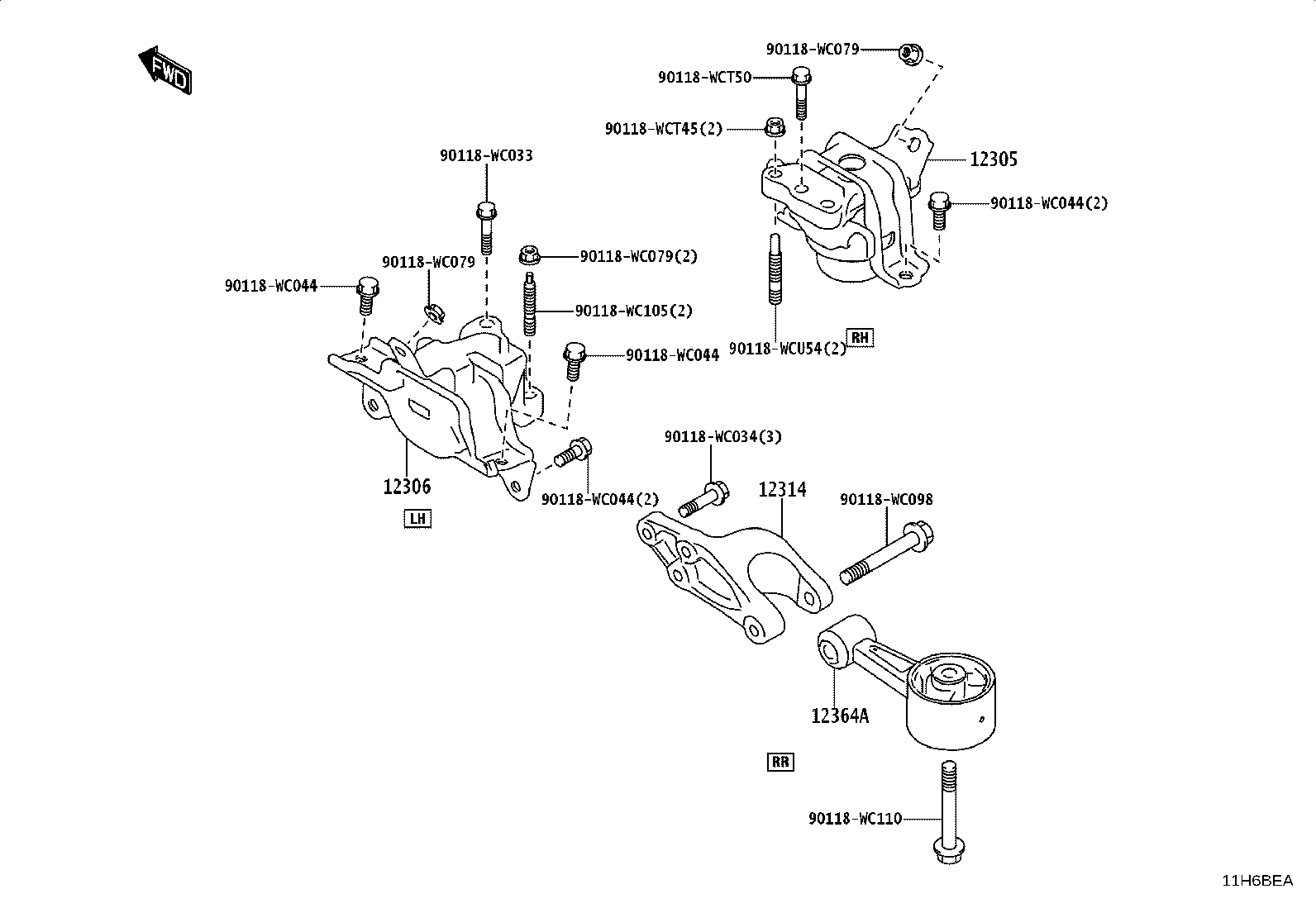12315-WC003 BRACKET, ENGINE MOUNTING, RH(FOR TRANSVERSE ENGINE) product image