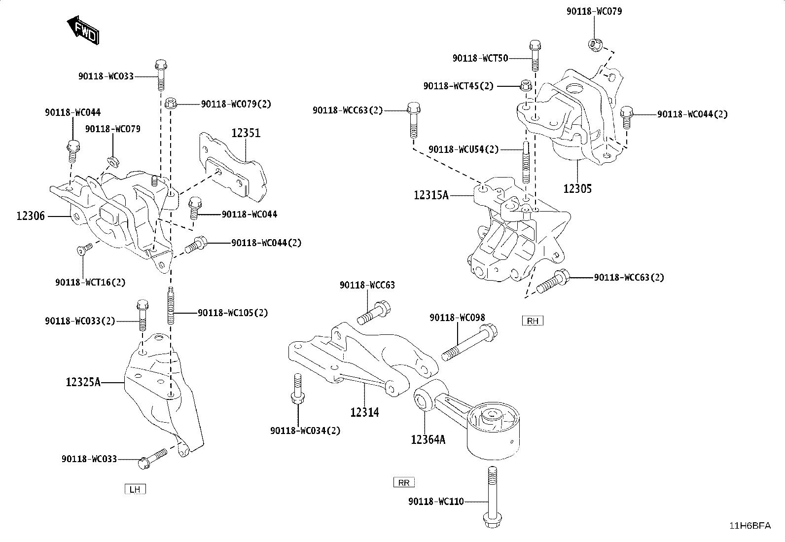 12315-WC003 BRACKET, ENGINE MOUNTING, RH(FOR TRANSVERSE ENGINE) product image