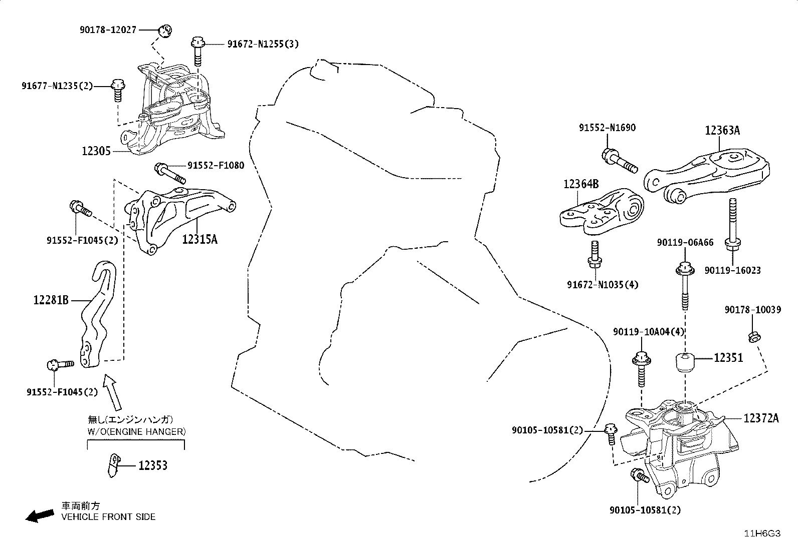 12305-18080 INSULATOR SUB-ASSY, ENGINE MOUNTING, RH product image