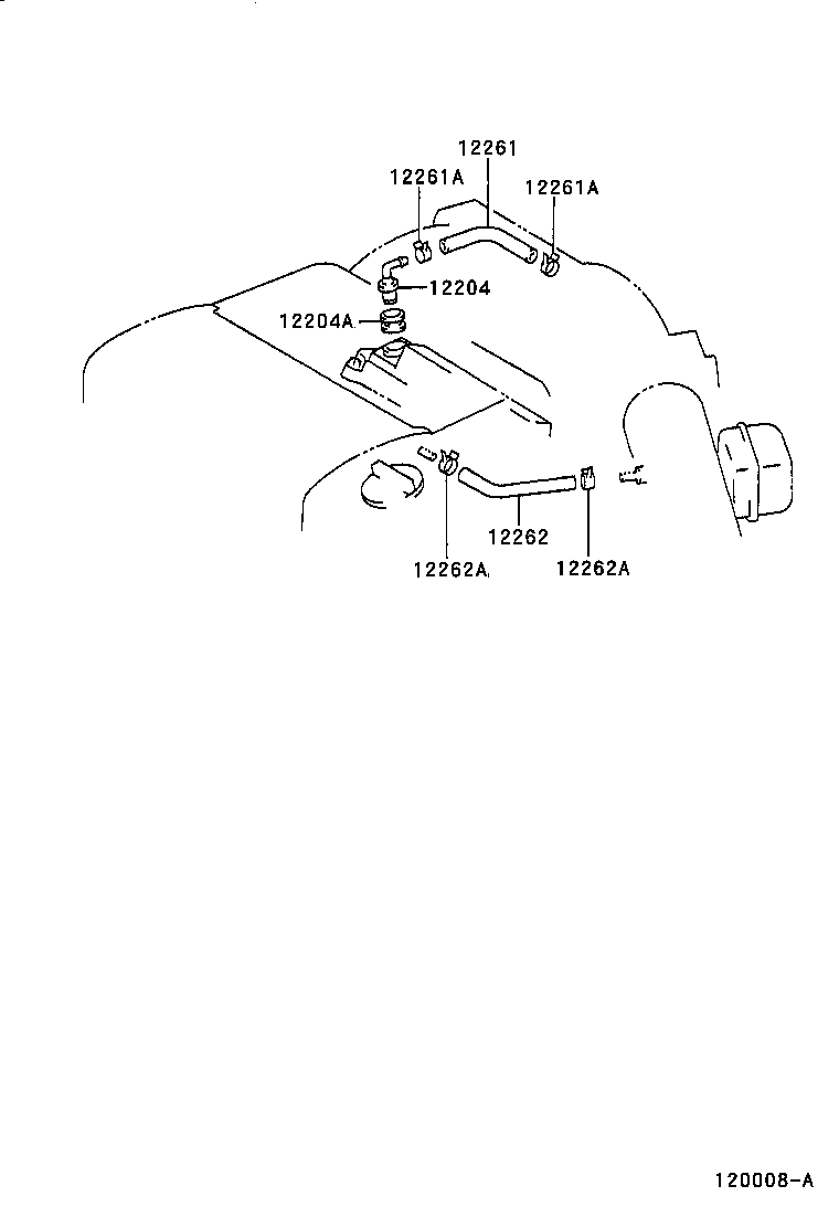 Toyota 12262-0A020 HOSE, VENTILATION, NO.2