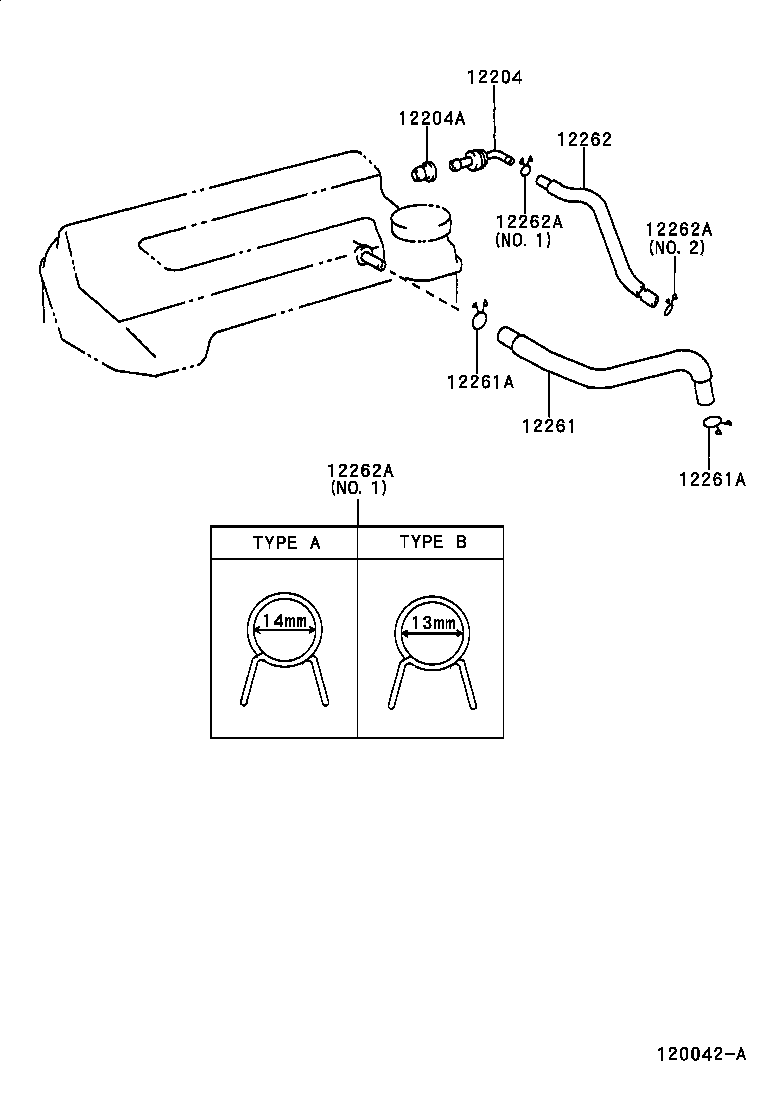 Toyota 12262-0D010 HOSE, VENTILATION, NO.2