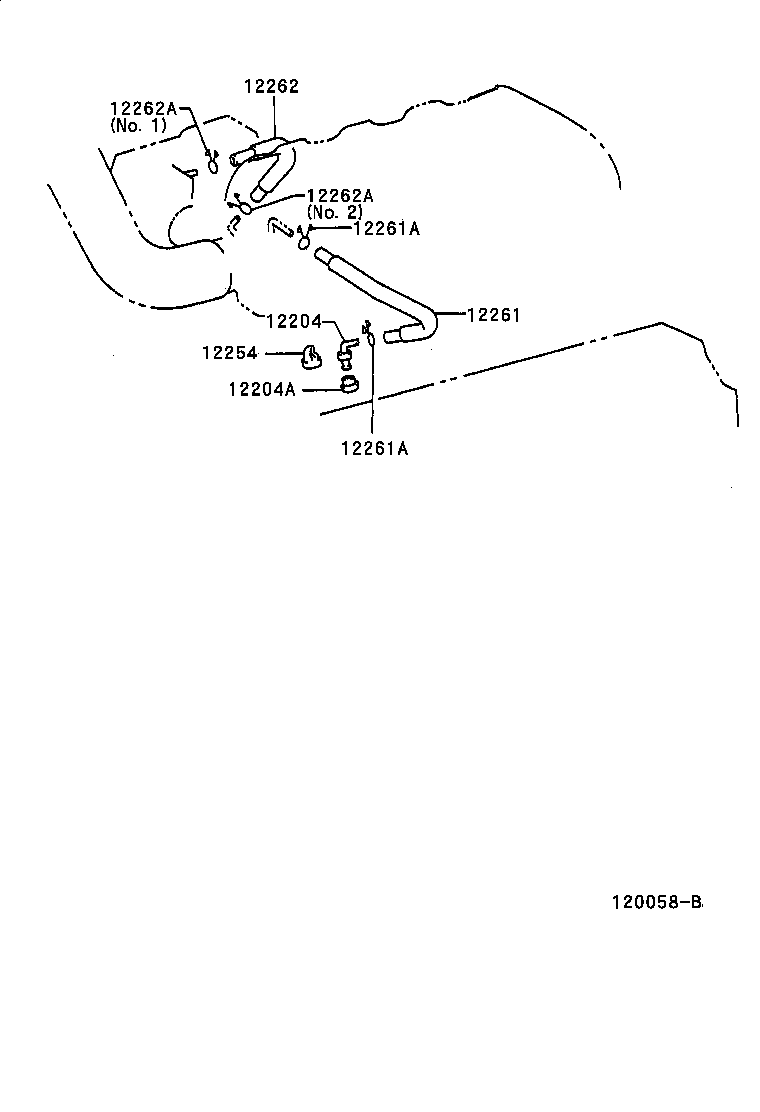Toyota 12262-50011 HOSE, VENTILATION, NO.2