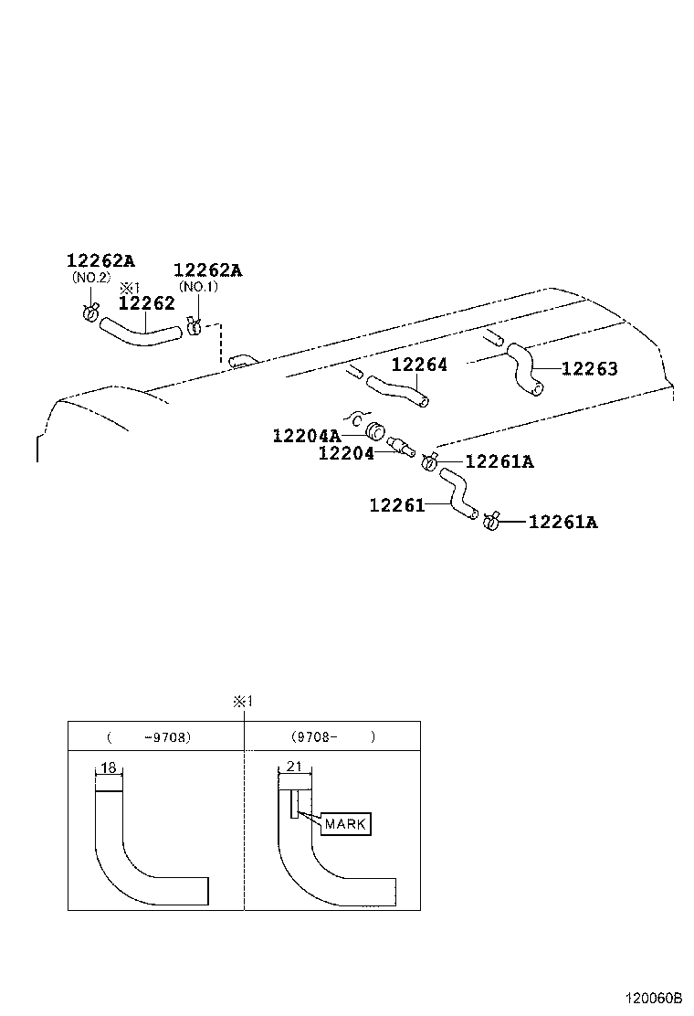 Toyota 12262-46060 HOSE, VENTILATION, NO.2