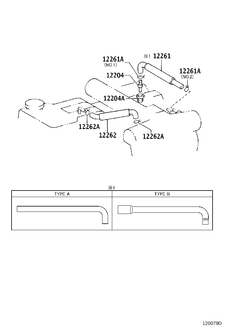 Toyota 12262-62060 HOSE, VENTILATION, NO.2