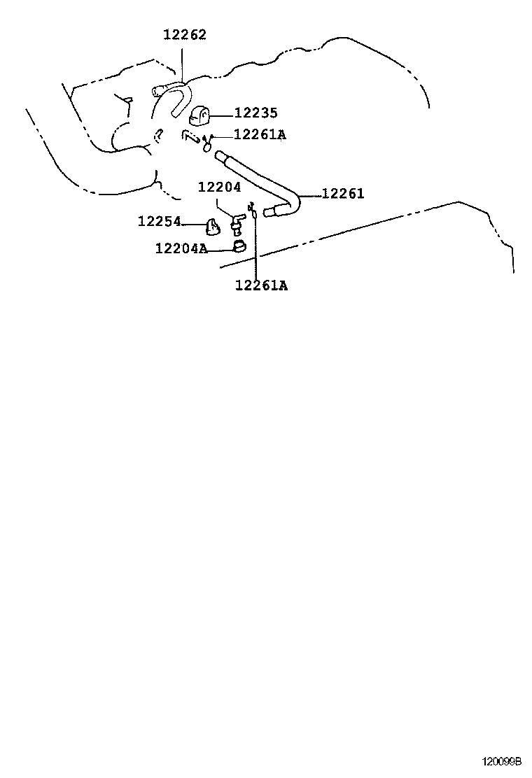 Toyota 12262-07020 HOSE, VENTILATION, NO.2