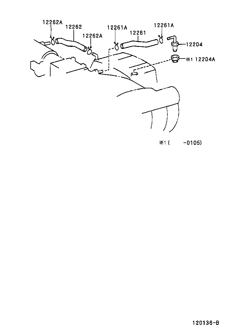 Toyota 12262-46090 HOSE, VENTILATION, NO.2