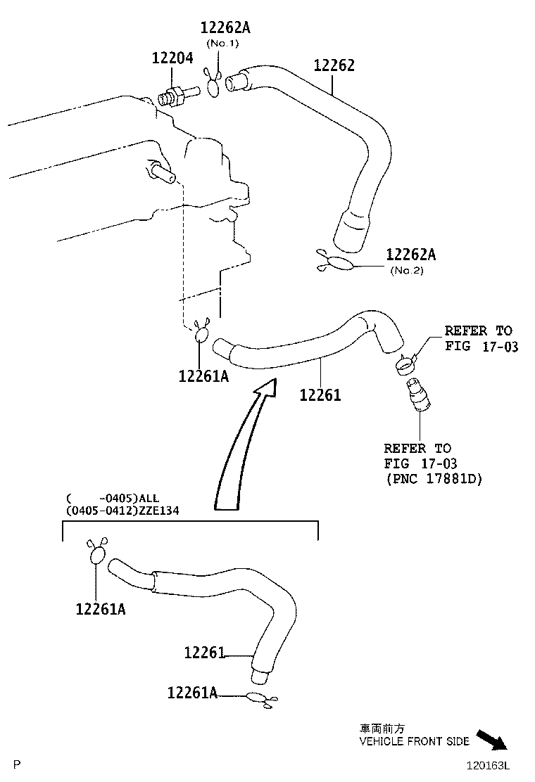 Toyota 12262-22100 HOSE, VENTILATION, NO.2