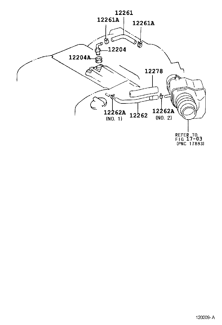Toyota 12261-0A020 HOSE, VENTILATION, NO.2
