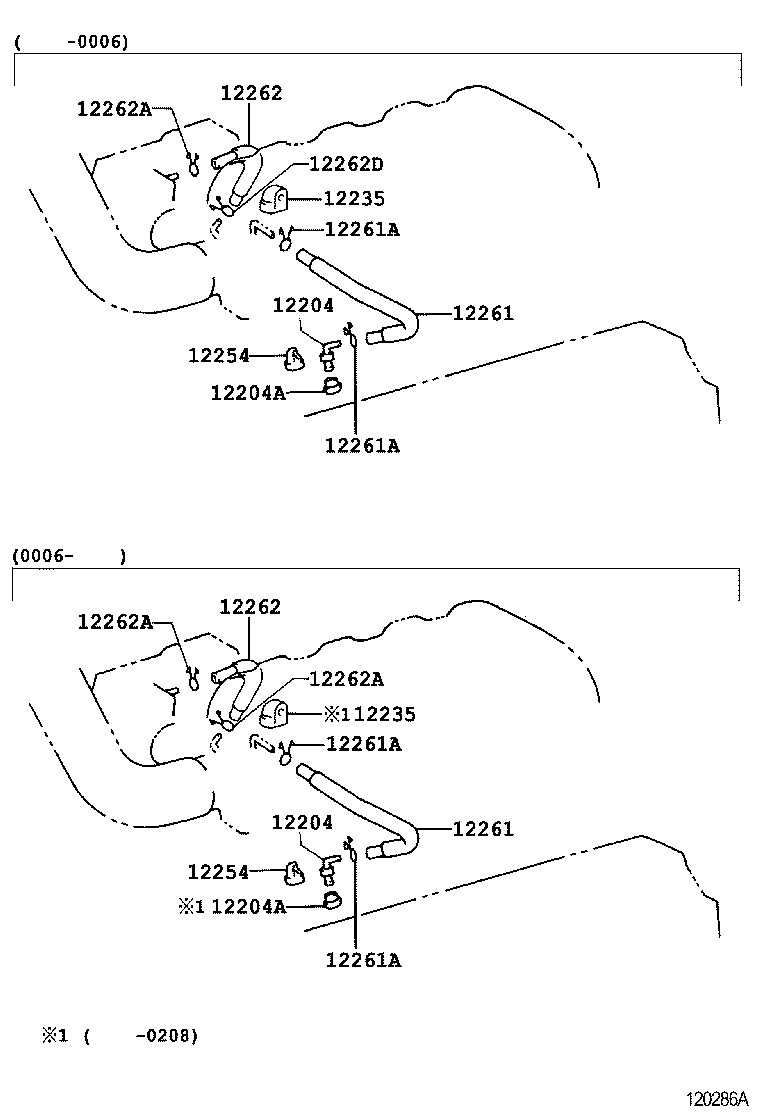 Toyota 12262-50030 HOSE, VENTILATION, NO.2
