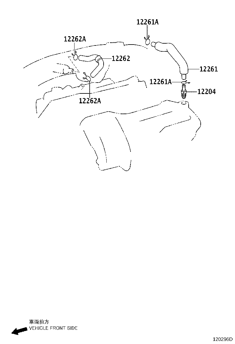 Toyota 12262-38060 HOSE, VENTILATION, NO.2