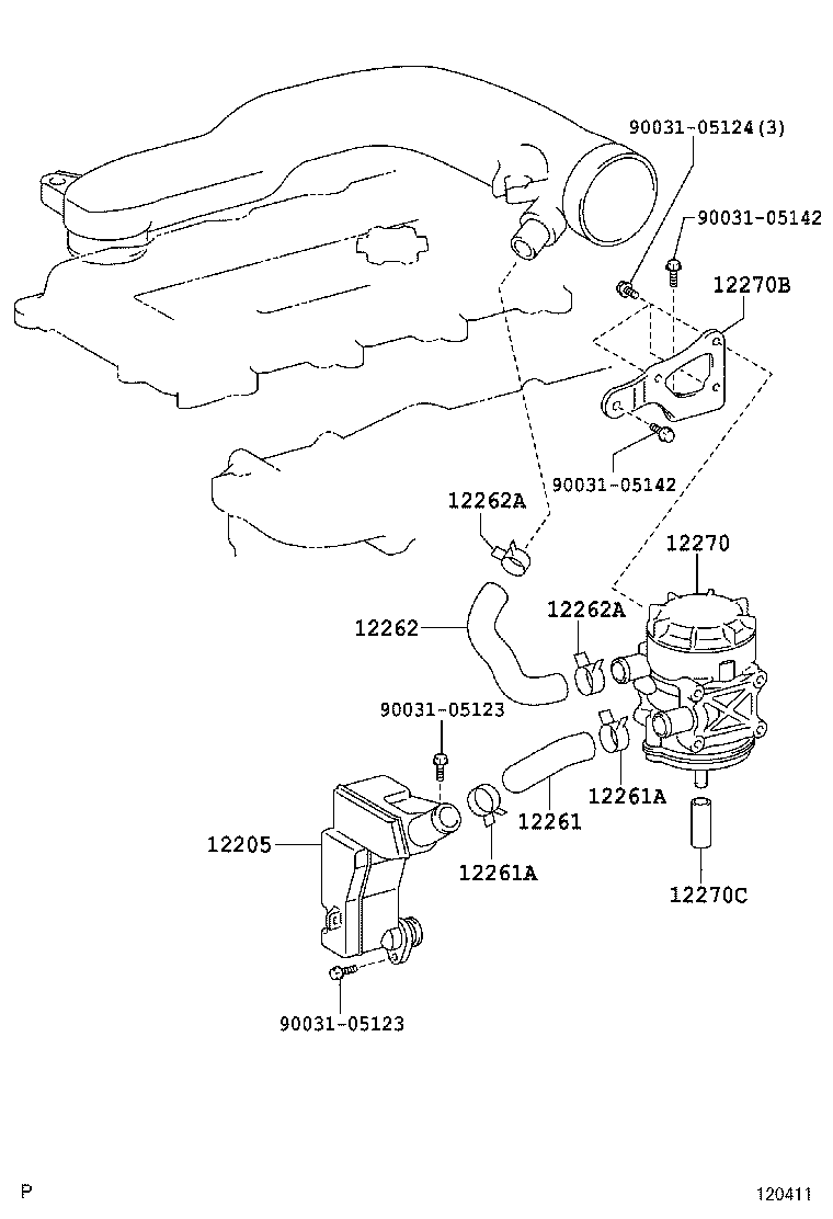 12261-78070 HOSE, VENTILATION product image