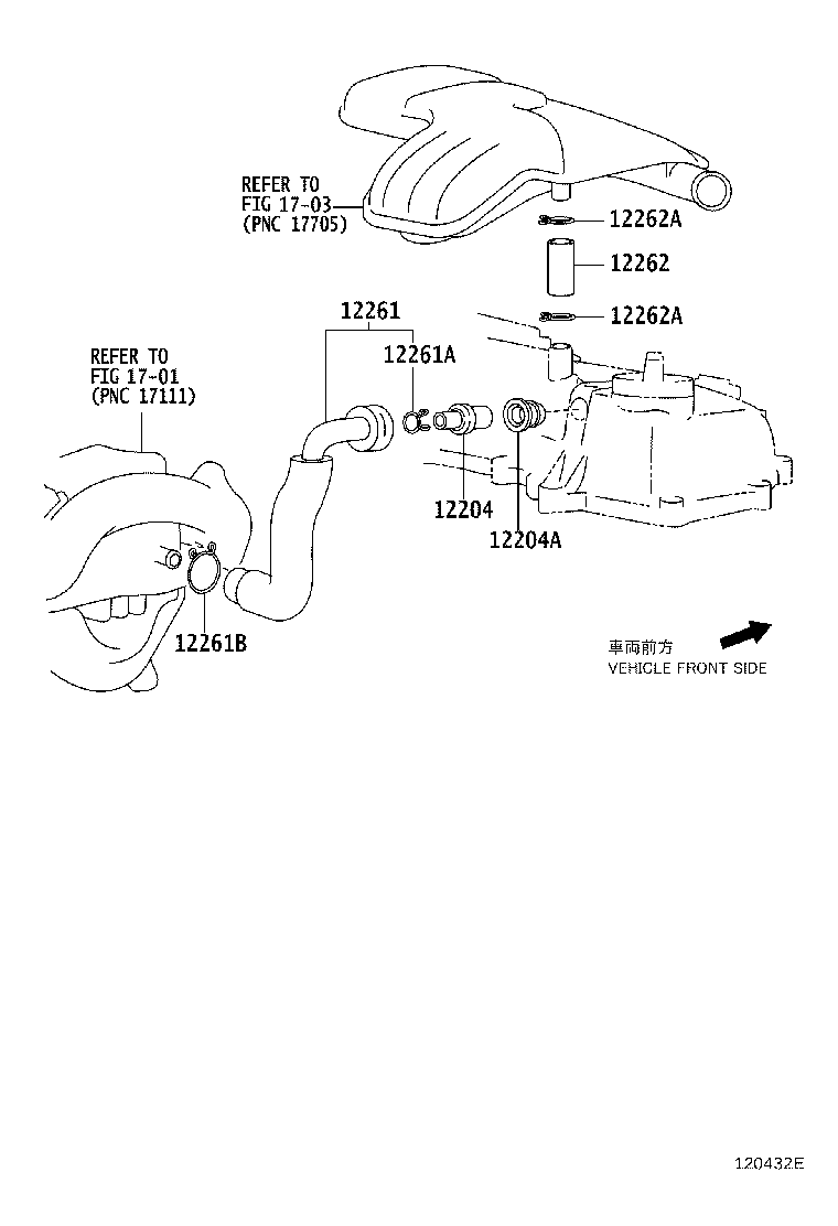 Toyota 12262-40020 HOSE, VENTILATION, NO.2