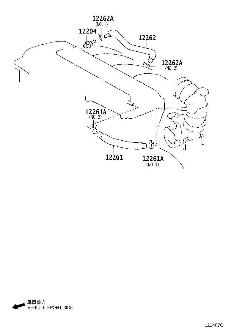 Toyota 12262-31090 HOSE, VENTILATION, NO.2