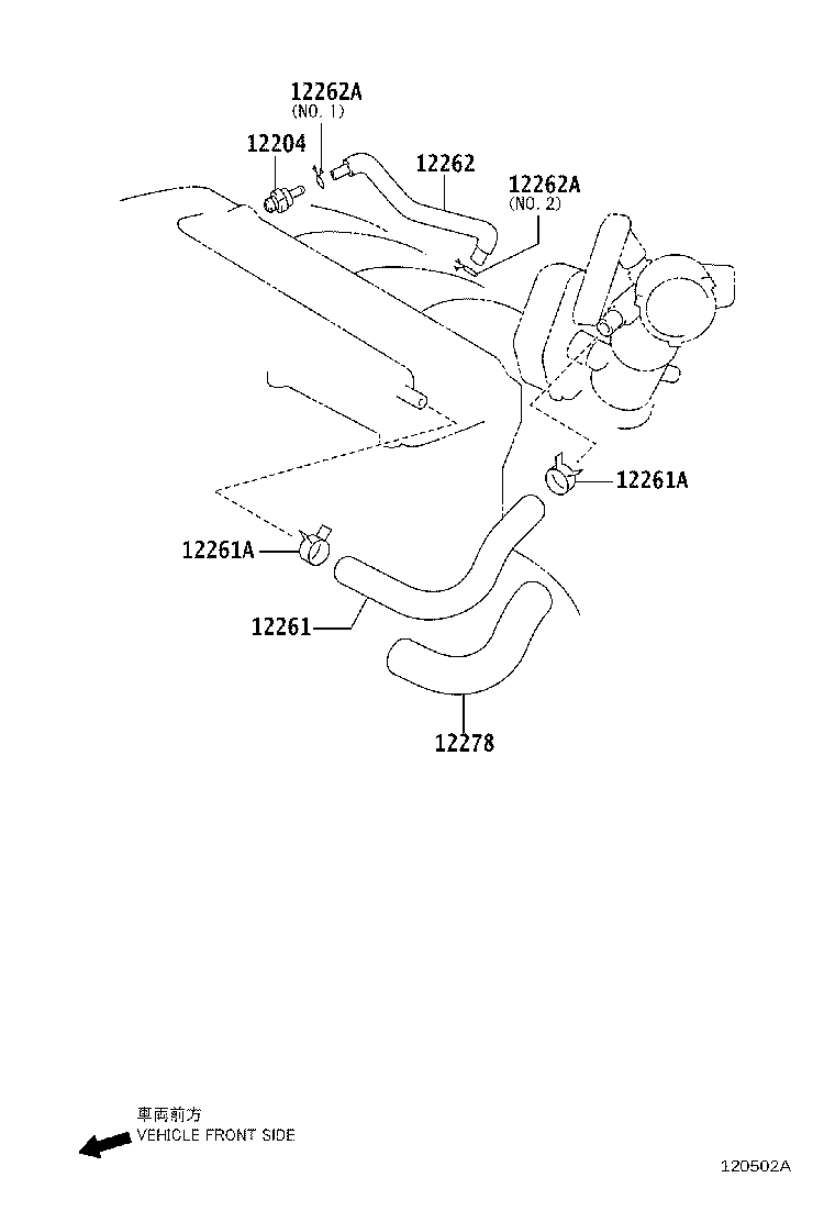 12262-0H050 HOSE, VENTILATION, NO.2 product image