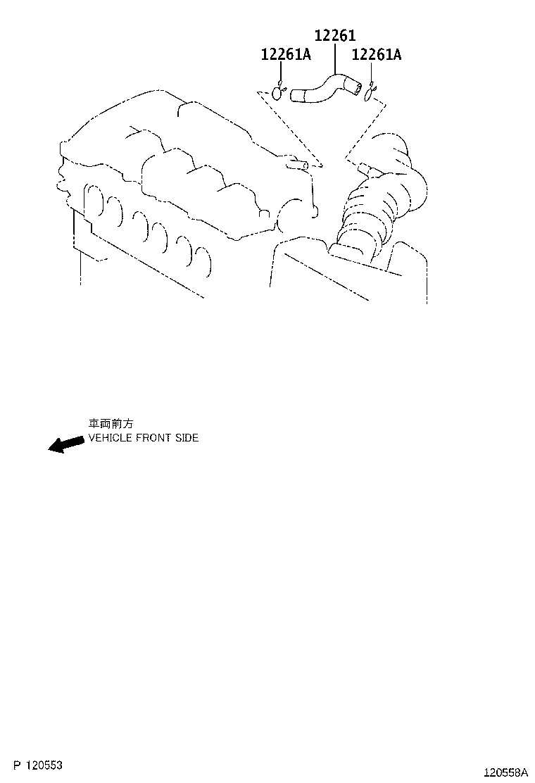 12261-33120 HOSE, VENTILATION product image