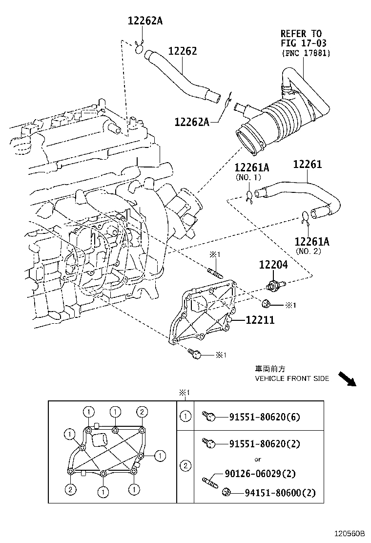 Toyota 12262-37020 HOSE, VENTILATION, NO.2