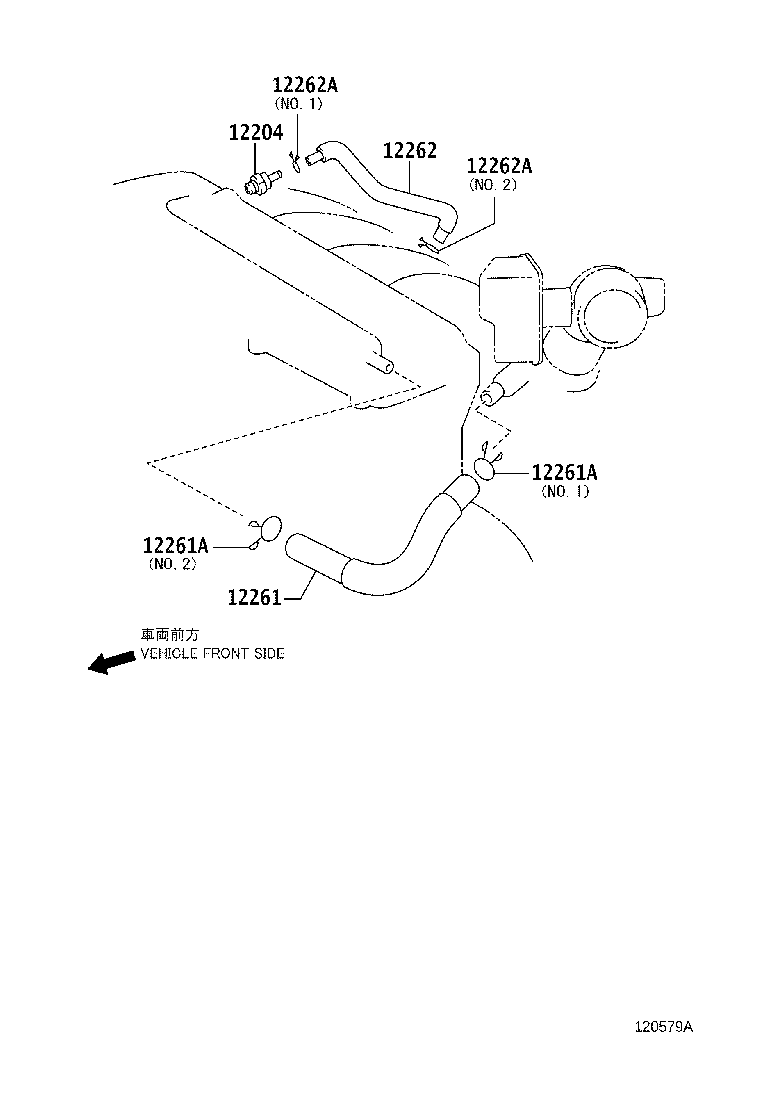 Toyota 12262-28021 HOSE, VENTILATION, NO.2