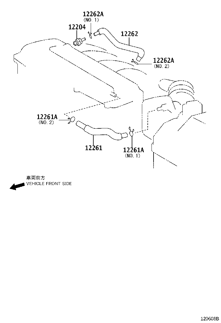 Toyota 12262-0H010 HOSE, VENTILATION, NO.2
