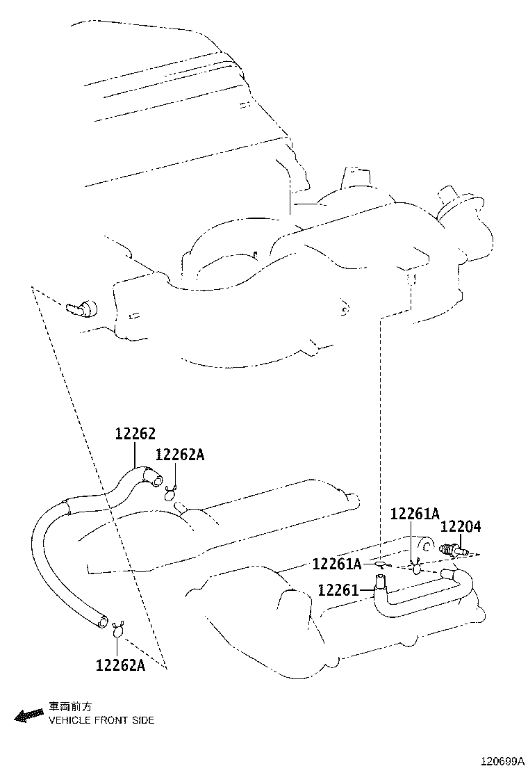 Toyota 12263-38040 HOSE, VENTILATION, NO.3