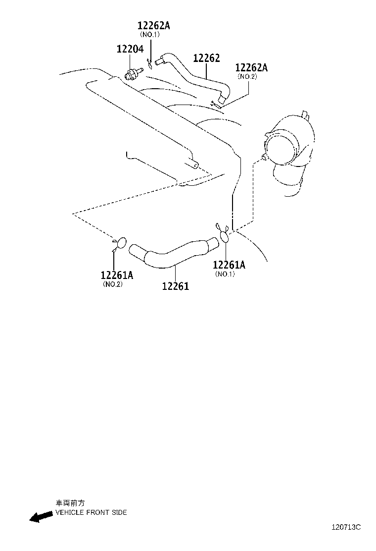 Toyota 12261-28190 HOSE, VENTILATION