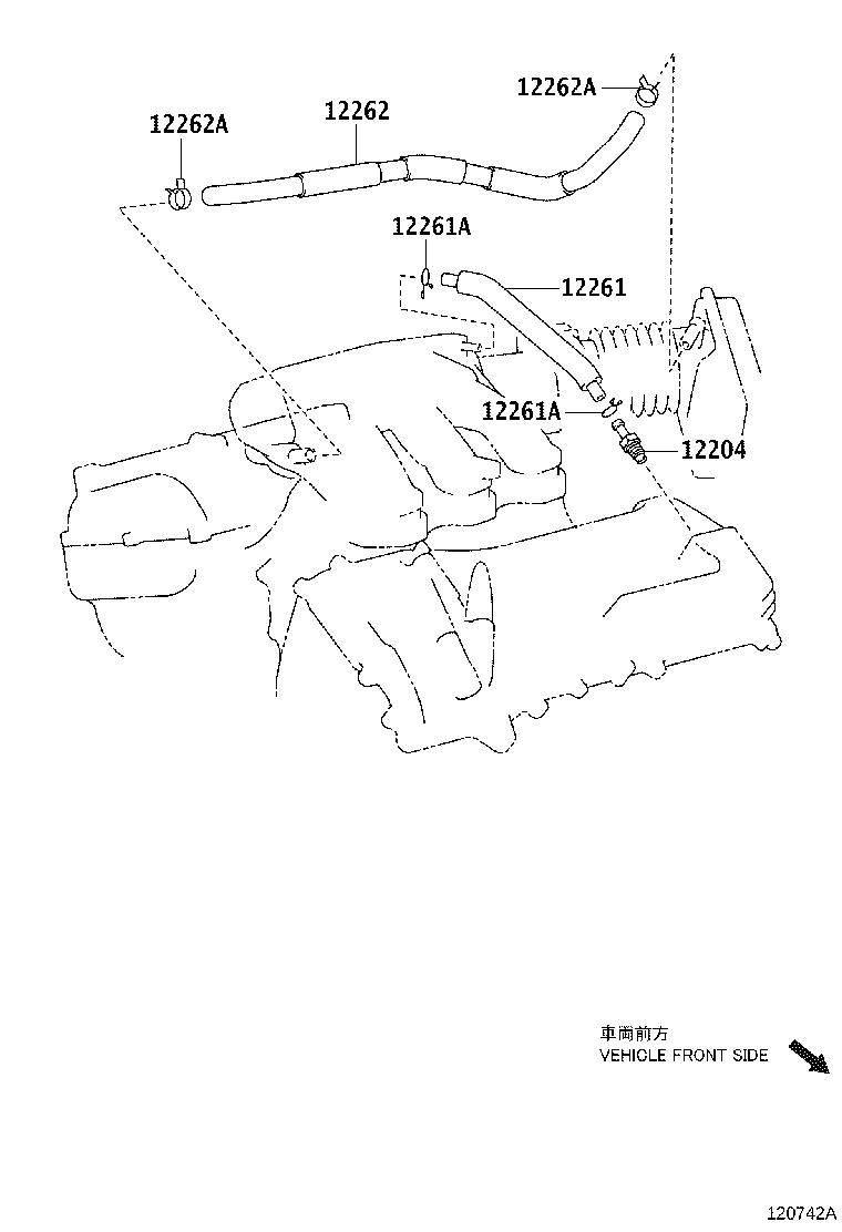 Toyota 12262-31060 HOSE, VENTILATION, NO.2