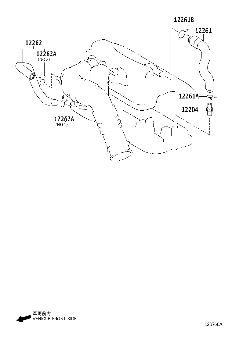 Toyota 12262-47020 HOSE, VENTILATION, NO.2