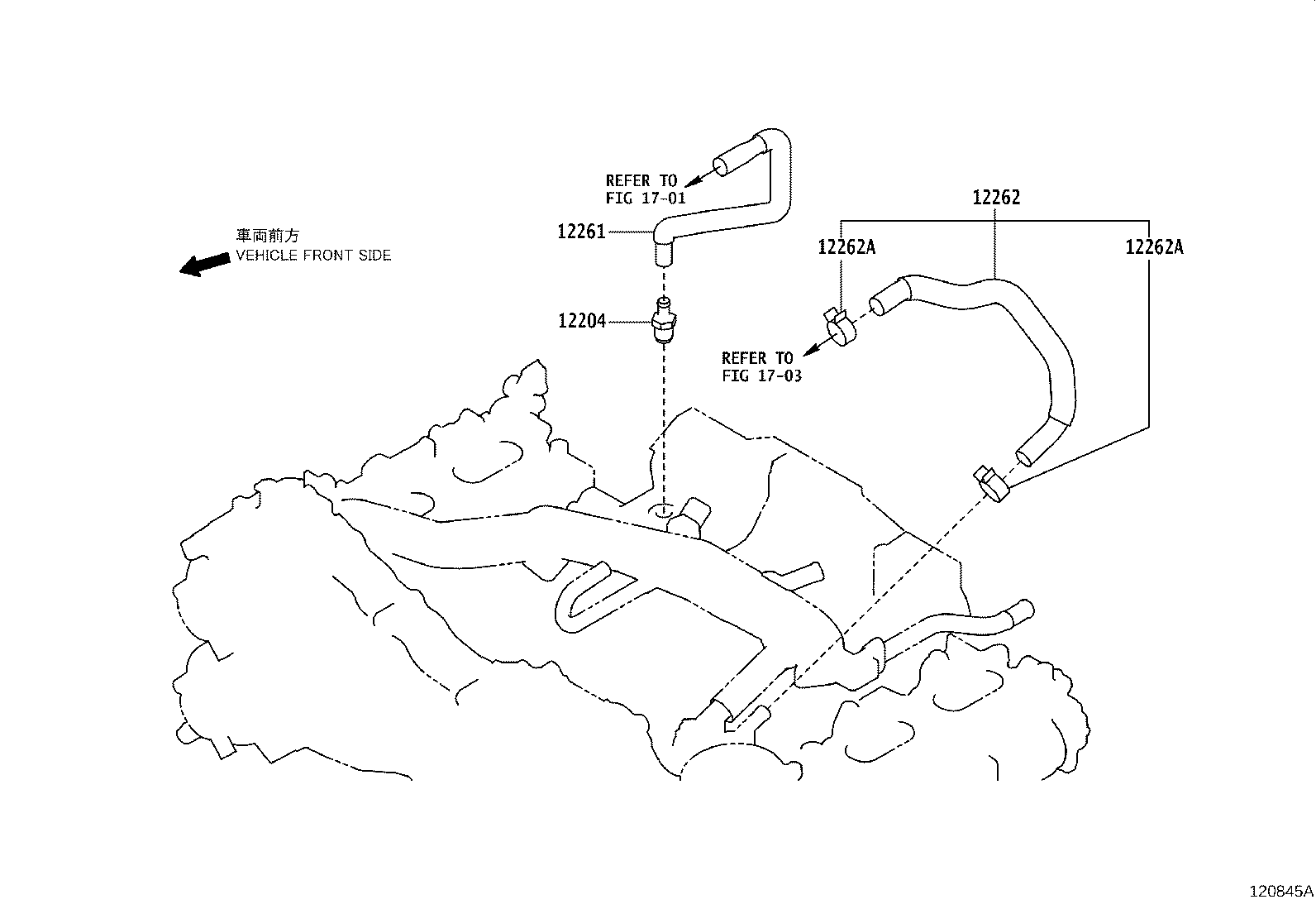 Toyota SU003-00133 HOSE, VENTILATION, NO.2