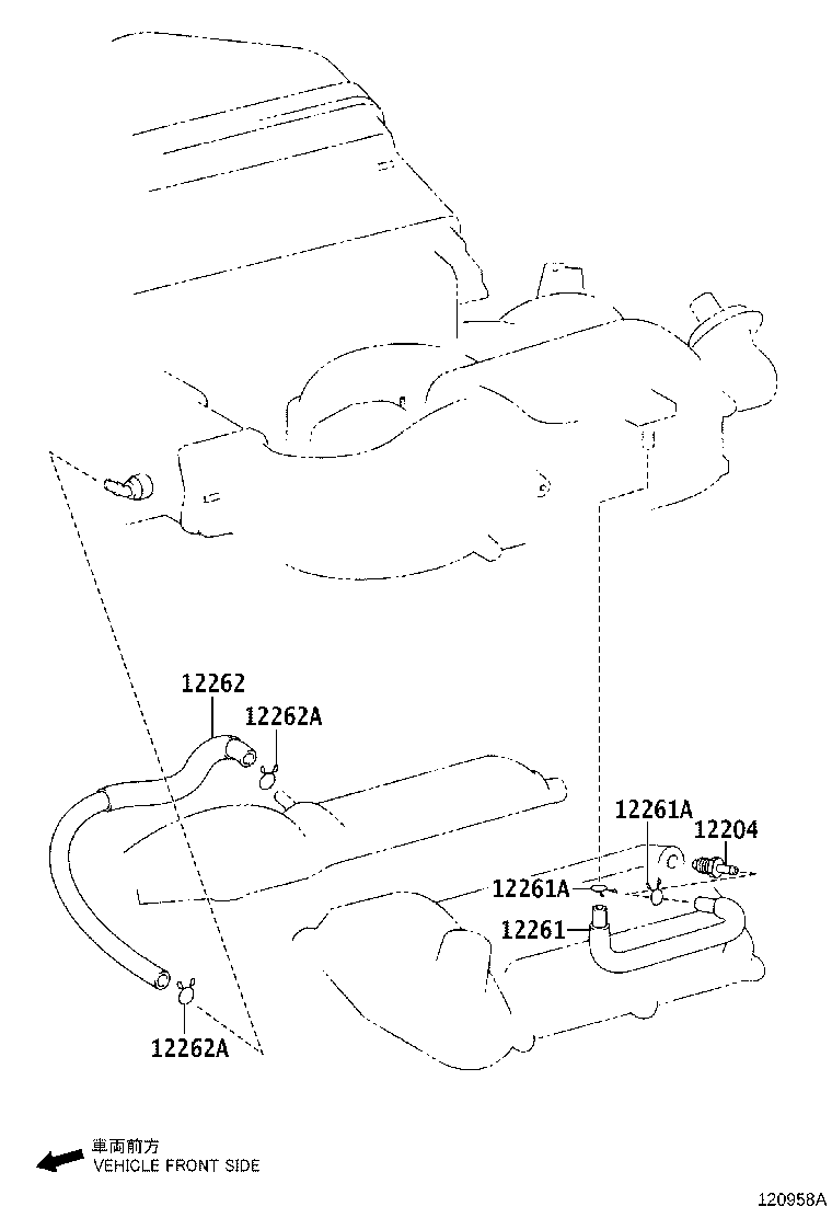 Toyota 12262-31170 HOSE, VENTILATION, NO.2