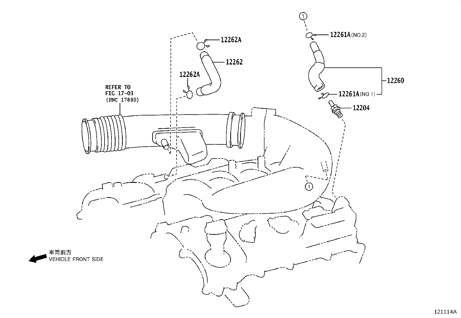 Toyota 12263-38060 HOSE, VENTILATION, NO.3