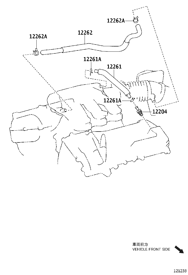 12260-36080 HOSE ASSY, VENTILATION product image