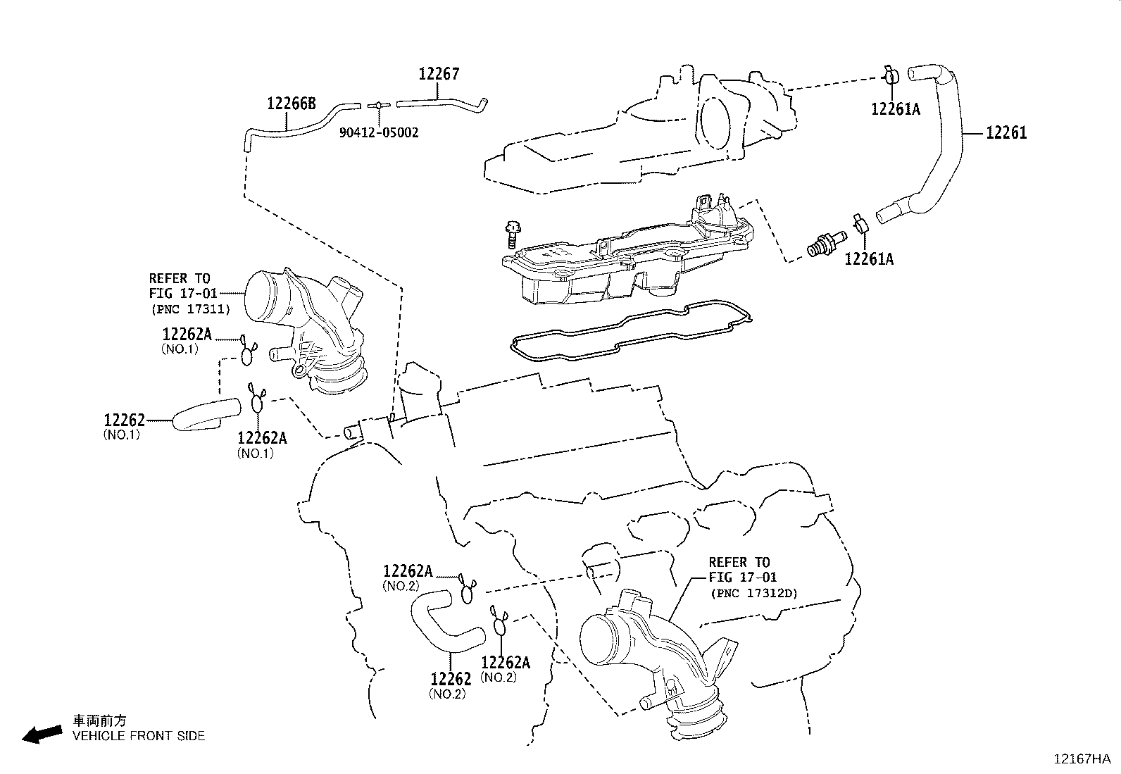 Toyota 12262-70090 HOSE, VENTILATION, NO.2