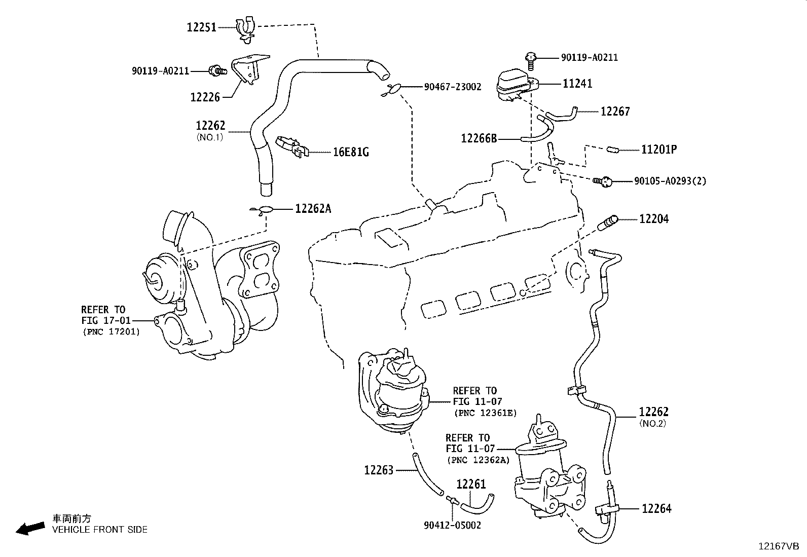 Toyota 12261-25070 HOSE, VENTILATION, NO.3