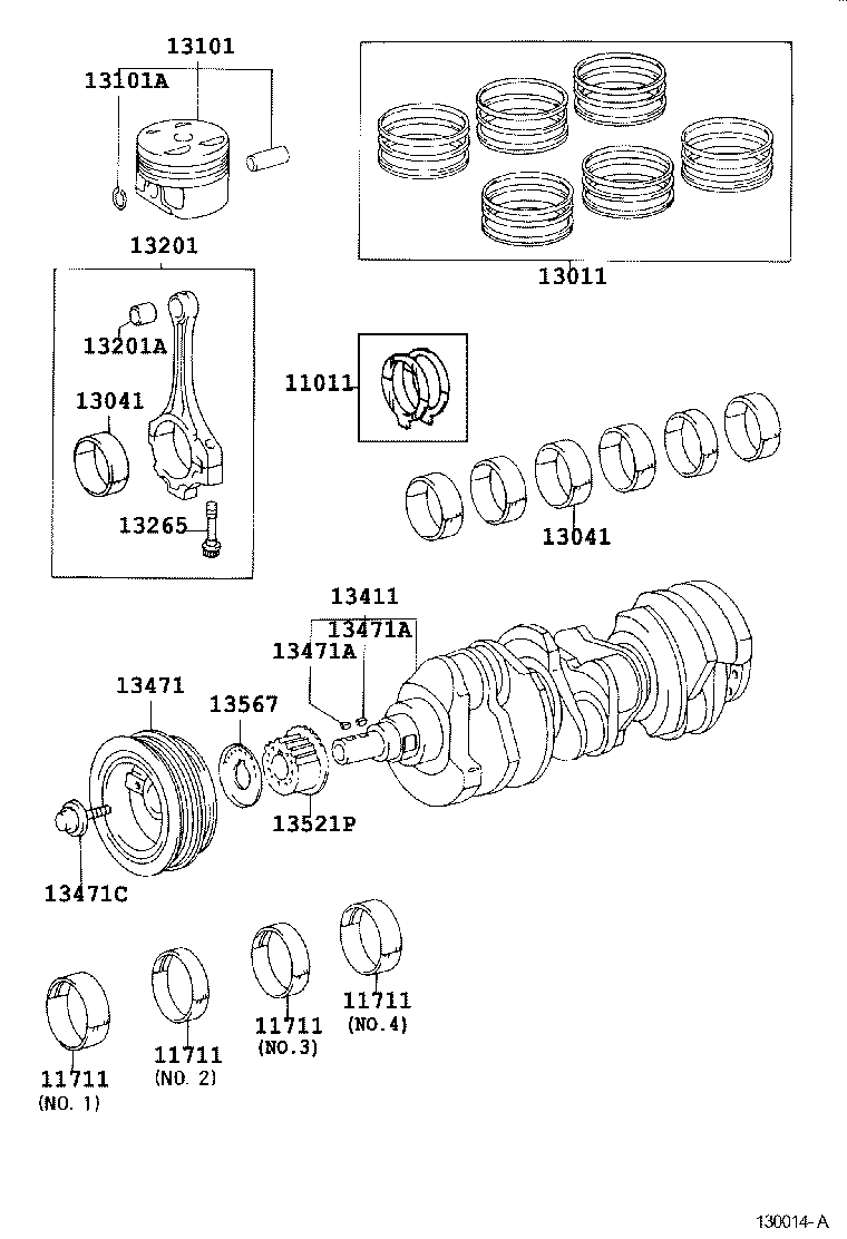 Toyota 13011-28100 RING SET, PISTON