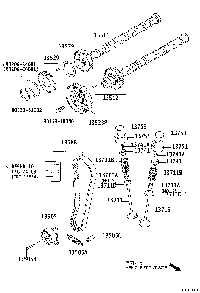 13505-02040 IDLER SUB-ASSY, TIMING BELT, NO.1 product image