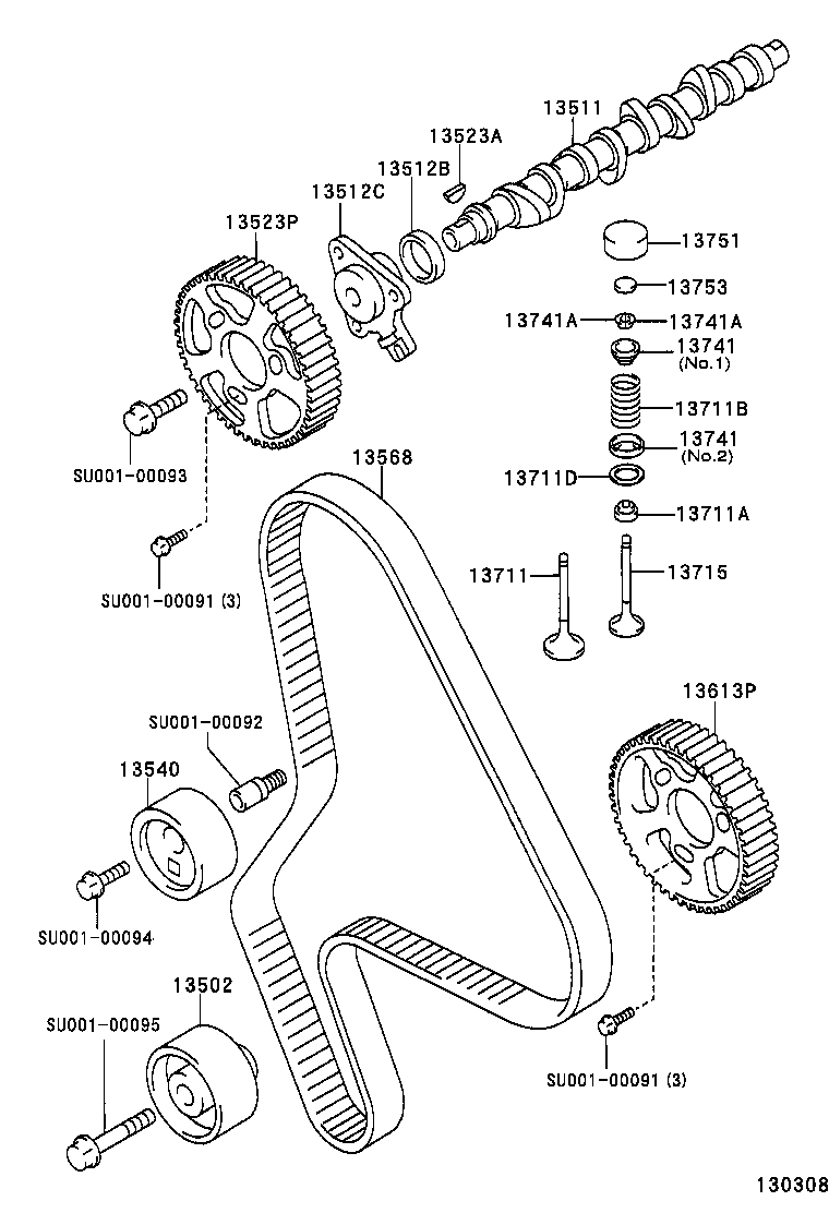 13505-02030 IDLER SUB-ASSY, TIMING BELT, NO.1 product image
