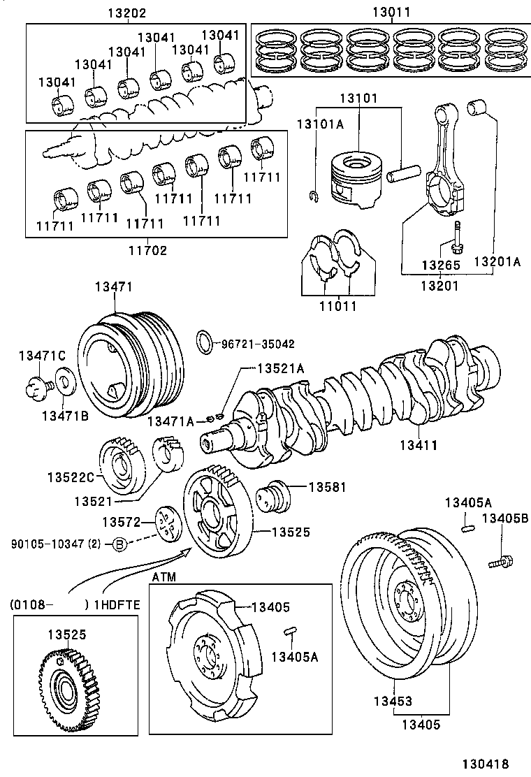 88451-36130 PULLEY, CRANKSHAFT, NO.2 product image