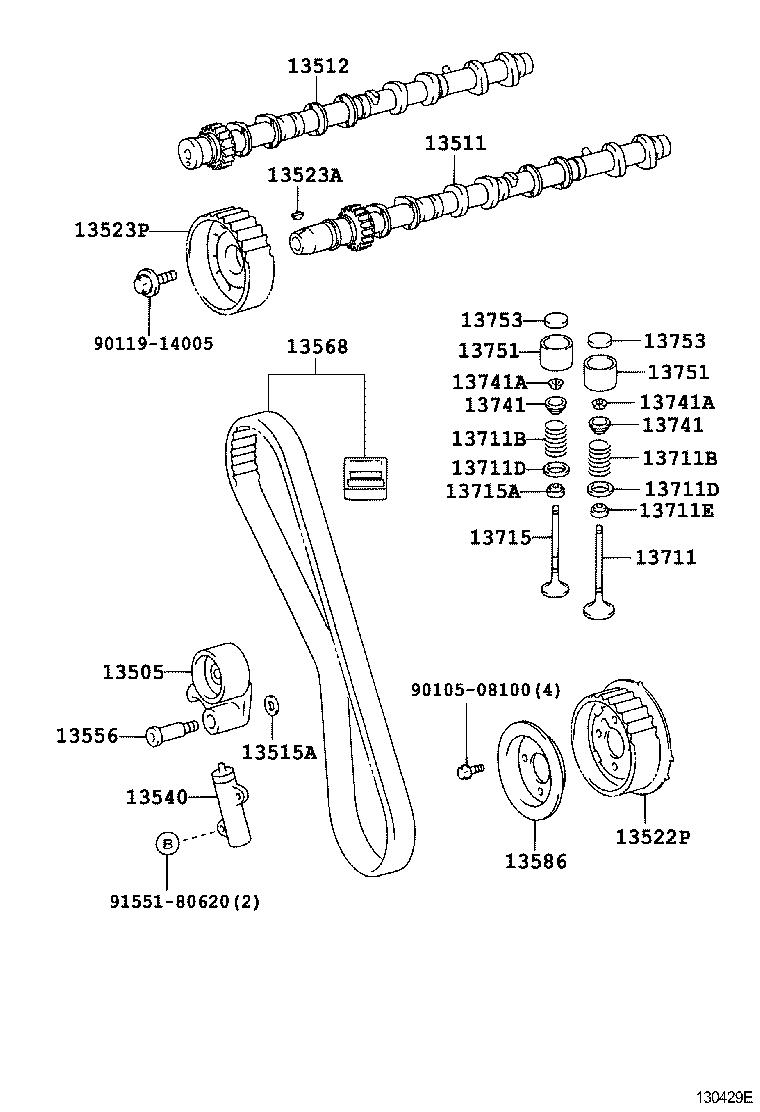 13505-05010 IDLER SUB-ASSY, TIMING BELT, NO.1 product image