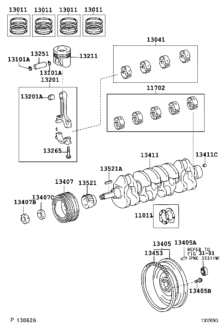 13103-58110 PISTON SUB-ASSY, W/PIN product image