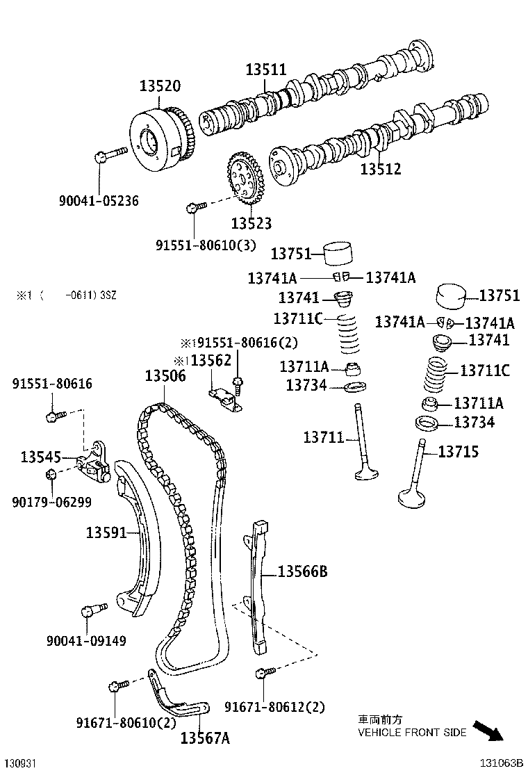 13505-02040 IDLER SUB-ASSY, TIMING BELT, NO.1 product image