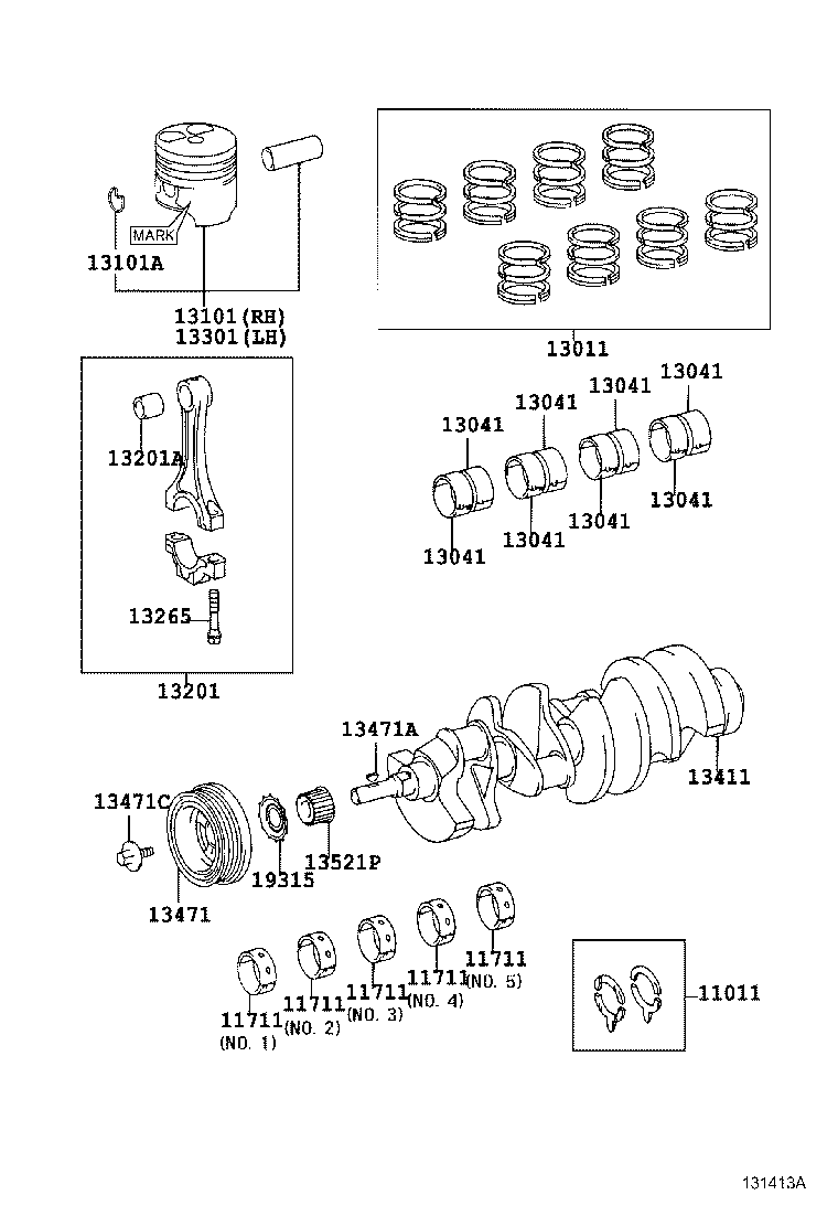 Toyota 13103-50050 PISTON SUB-ASSY, W/PIN