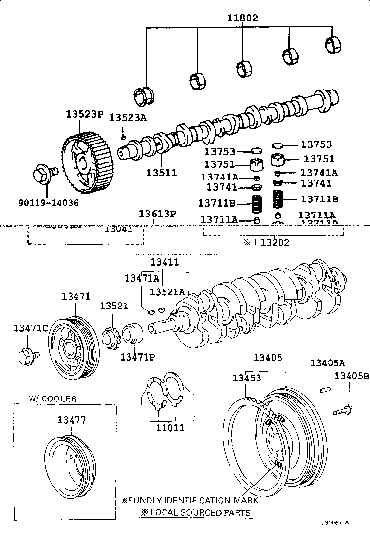 13505-05010 IDLER SUB-ASSY, TIMING BELT, NO.1 product image