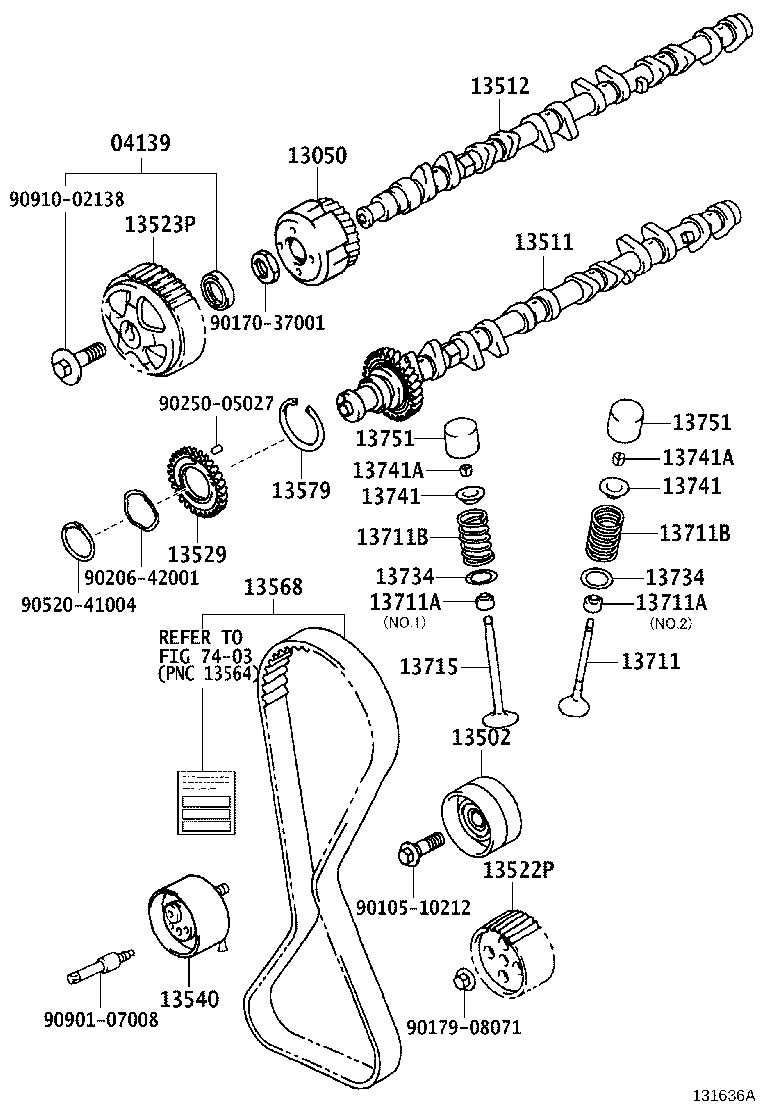 13503-70080 IDLER SUB-ASSY, TIMING BELT, NO.2 product image
