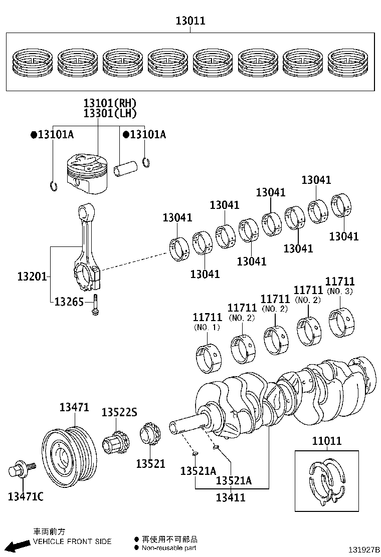 Toyota 13011-38110 RING SET, PISTON