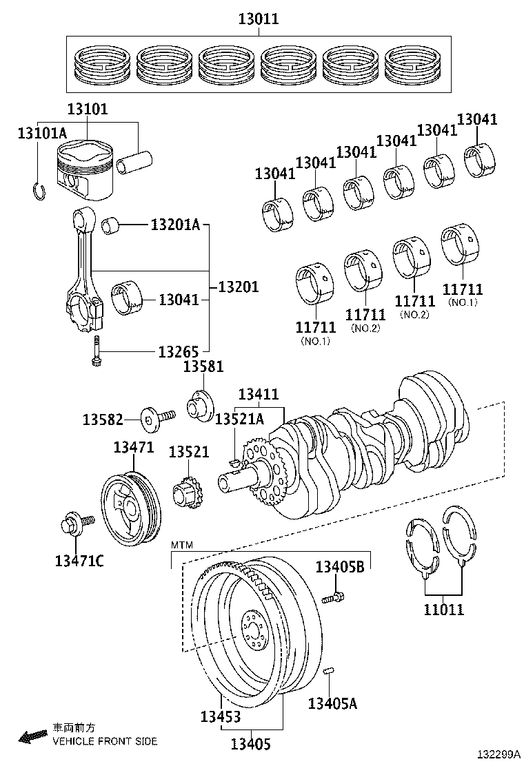 Toyota 13041-0P070-01 BEARING, CONNECTING ROD
